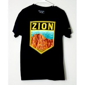 Columbia Shirt Men's Medium Black Zion‎ National Park Graphic Mountain Outdoorsy